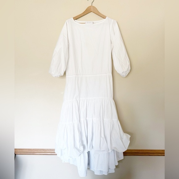 Anthropologie Dresses & Skirts - Anthropologie LOVE Binetti white Poplin Tiered Midi Dress